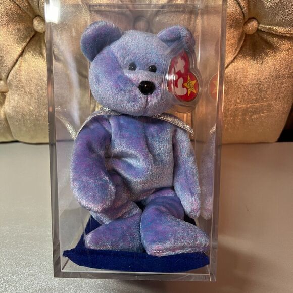 TY Beanie Baby "Clubby II" Retired 03/09/1999 & Display Case, Tag Cover, Errors - Picture 1 of 11